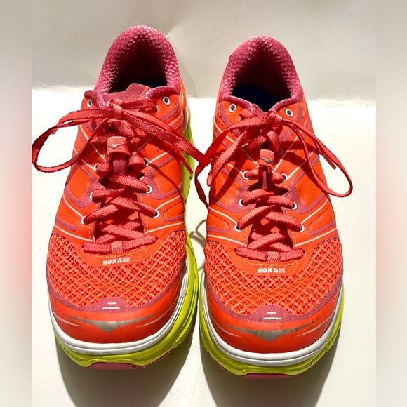 Hoka one conquest 2 bright neon coral orange running shoes sneakers women’s 9.5 - Picture 6 of 13